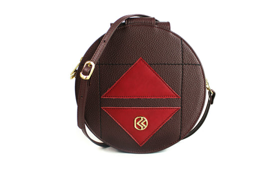 Burgundy red round shoulder bag