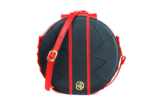 Fancy red round shoulder bag