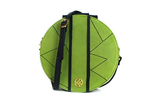 Round green shoulder bag