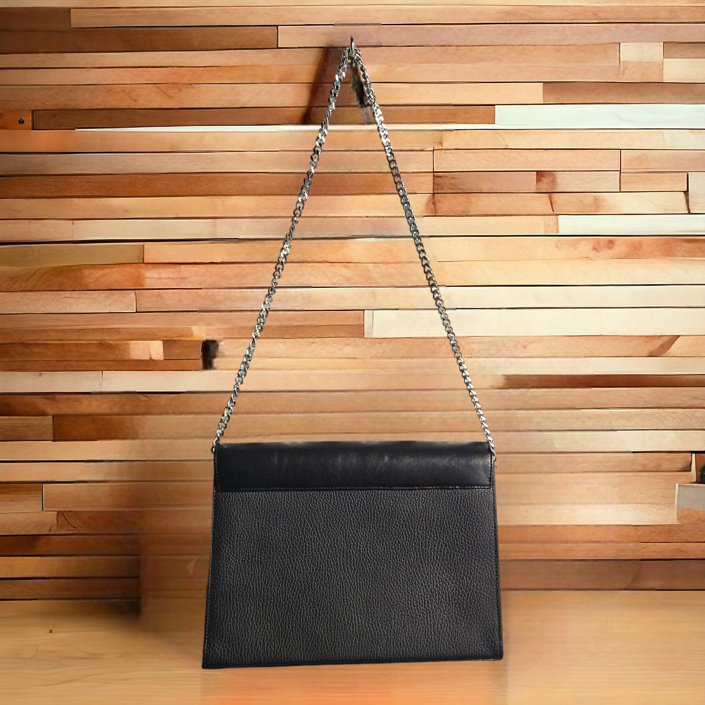Colorful black leather shoulder bag
