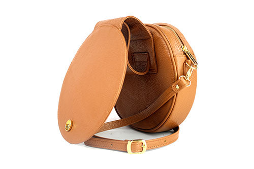 Brown round shoulder bag